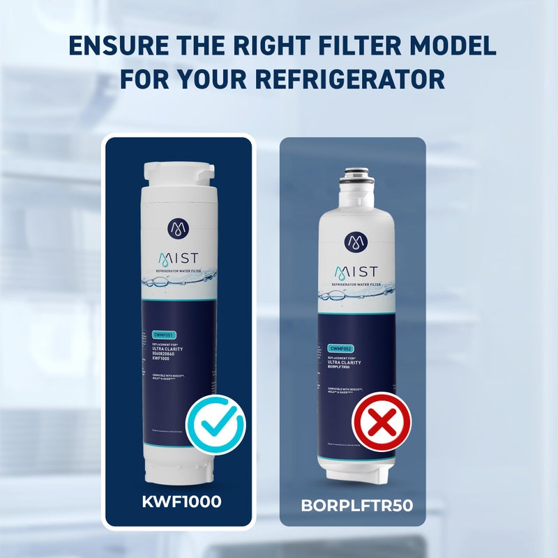 Mist Ultra Clarity Water Filter Replacement for Bosch, Refrigerator Water Filter compatible with 644845, 9000077104, 9000194412, Haier 0060820860, 0060218744, Miele KWF1000 (2 pack) - Image 2